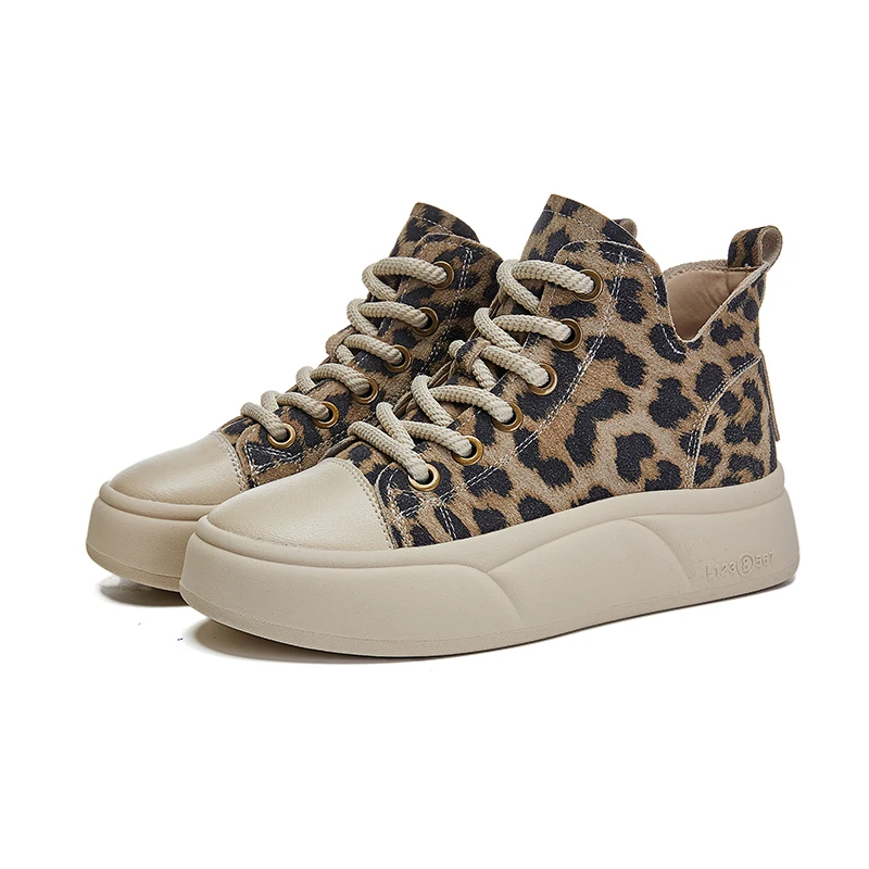 Genuine leather platform ankle boots casual retro sneakers