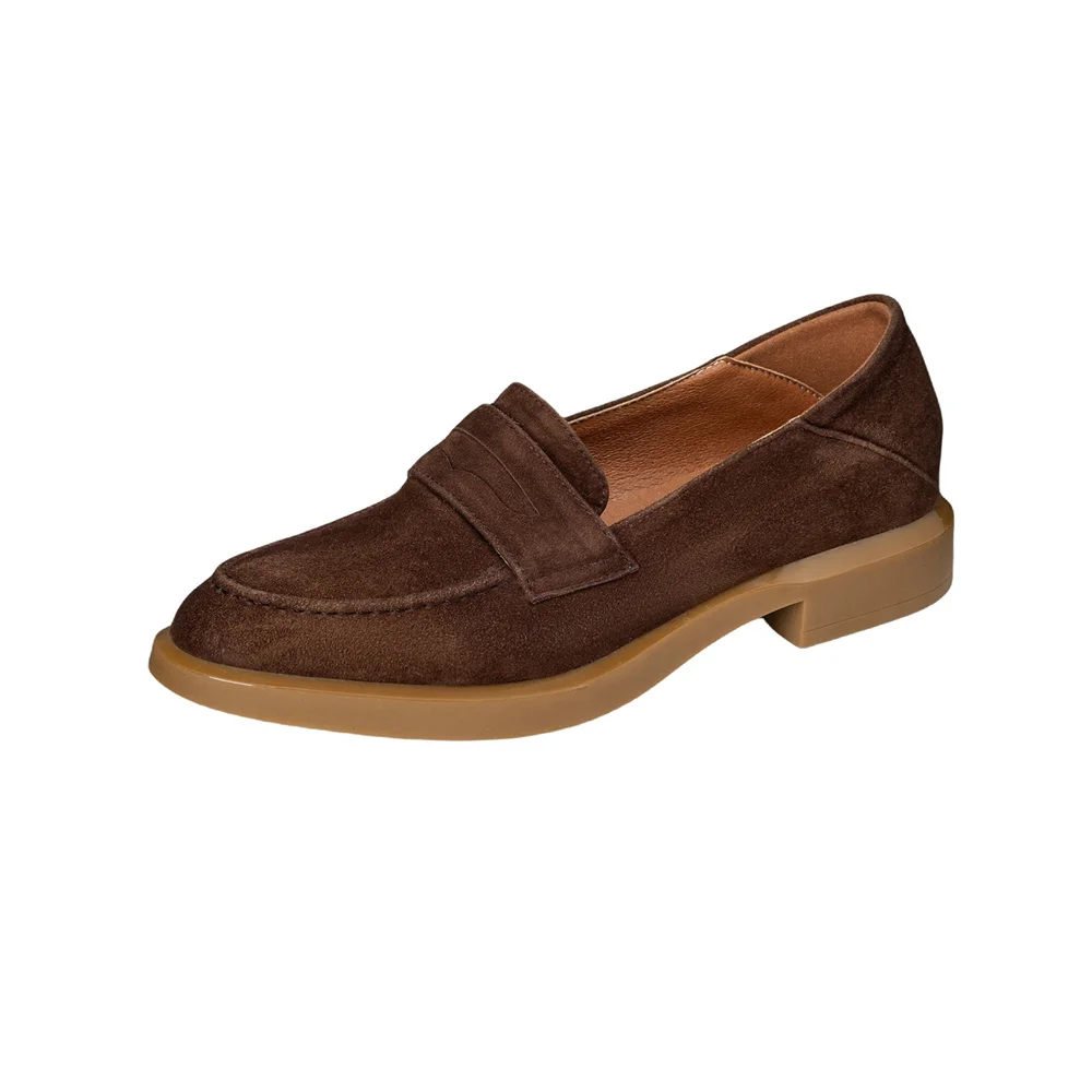 Suede low heel retro office pumps