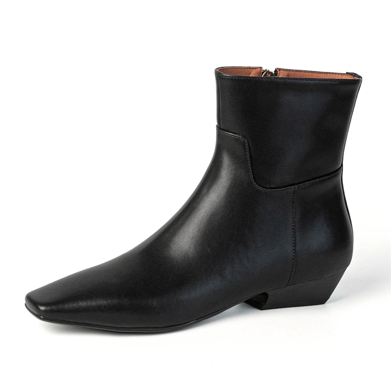 Genuine leather suede ankle boots with zipper