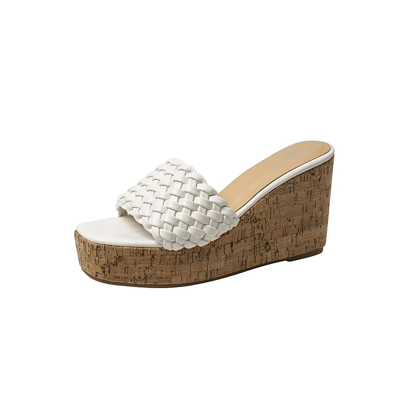Wedge platform roman sandals summer open toe slippers white