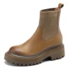 Ankle boots genuine leather thick heels platform casual outdoor shoes