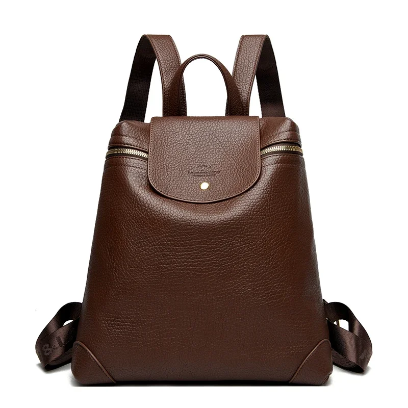 Large capacity anti-theft pu leather backpack for travel and school