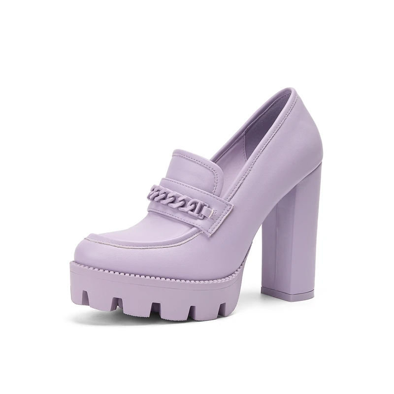 Waterproof platform high heel shoes with metal chain