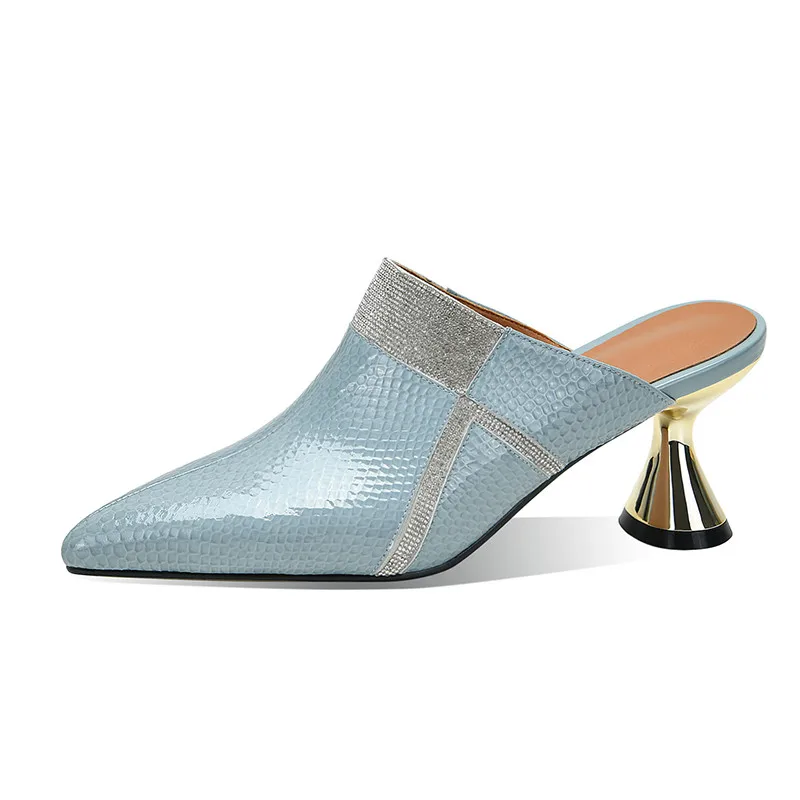 Rhinestone heeled mules sandals